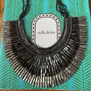 stella & dot ~ RARE SILVER pegasus bib statement necklace ~ limited edition